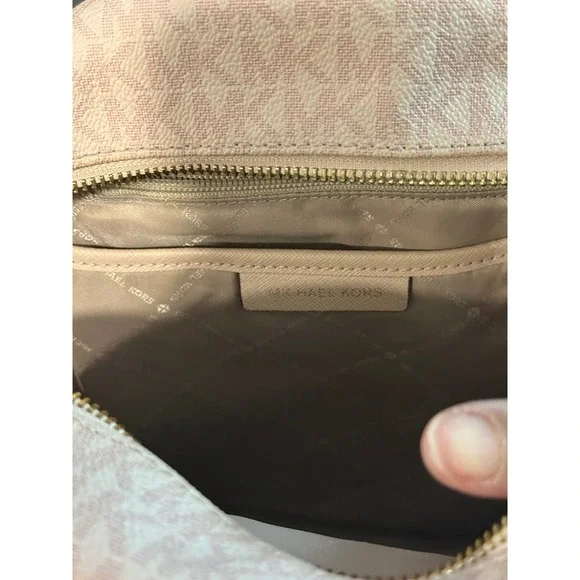 Michael Kors Abbey Pink Signature 3D Floral Applique Backpack Gold Hardware - Picture 7 of 9